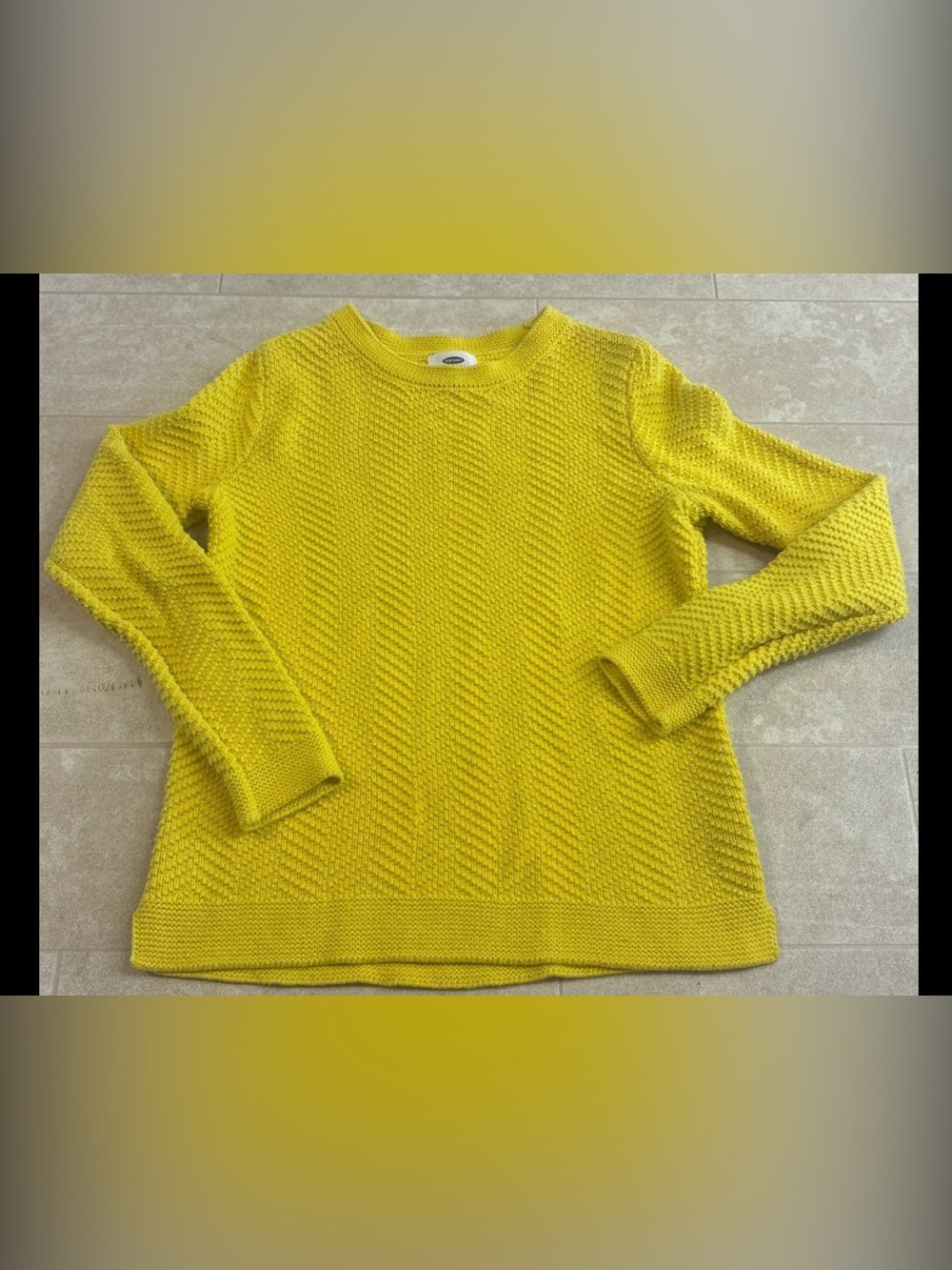 Old Navy Sweater Cozy Cabin Preppy Zig Zag Knit Pullover Women's Small Yellow